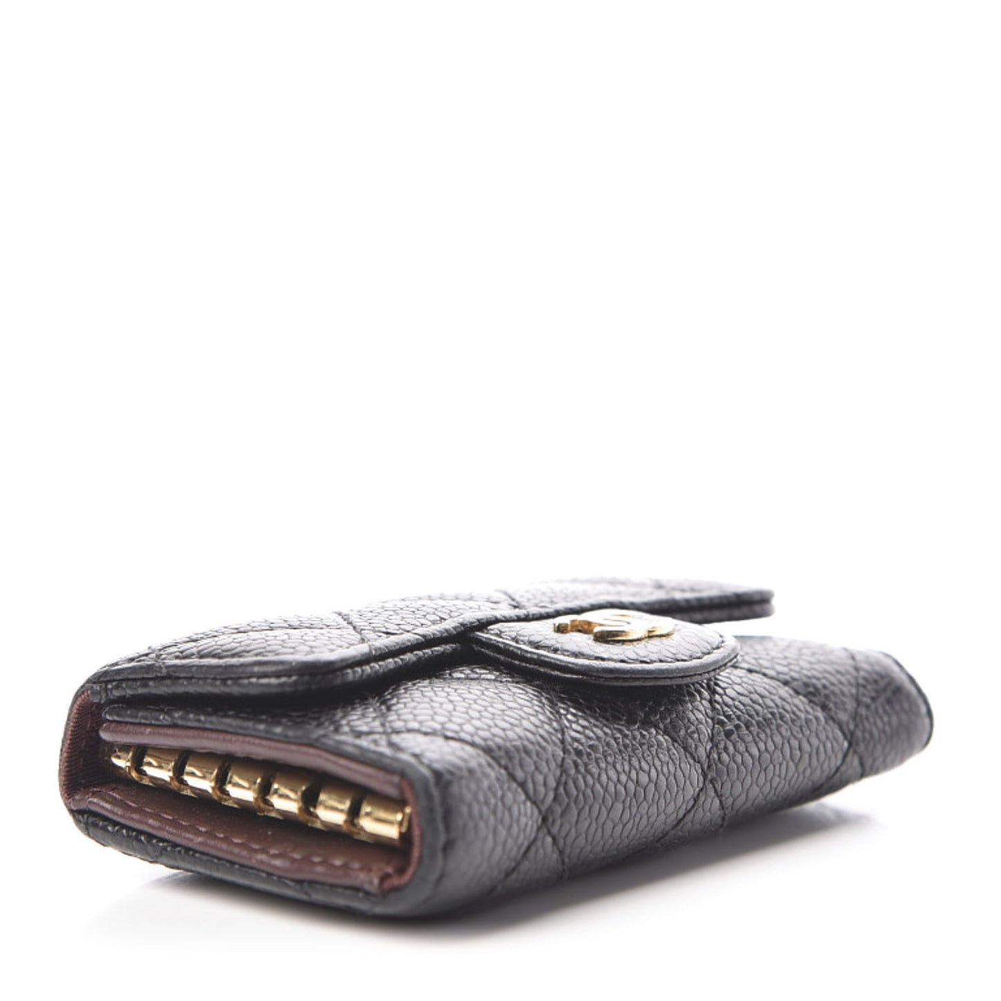 Caviar Quilted 6 Key Holder Black
