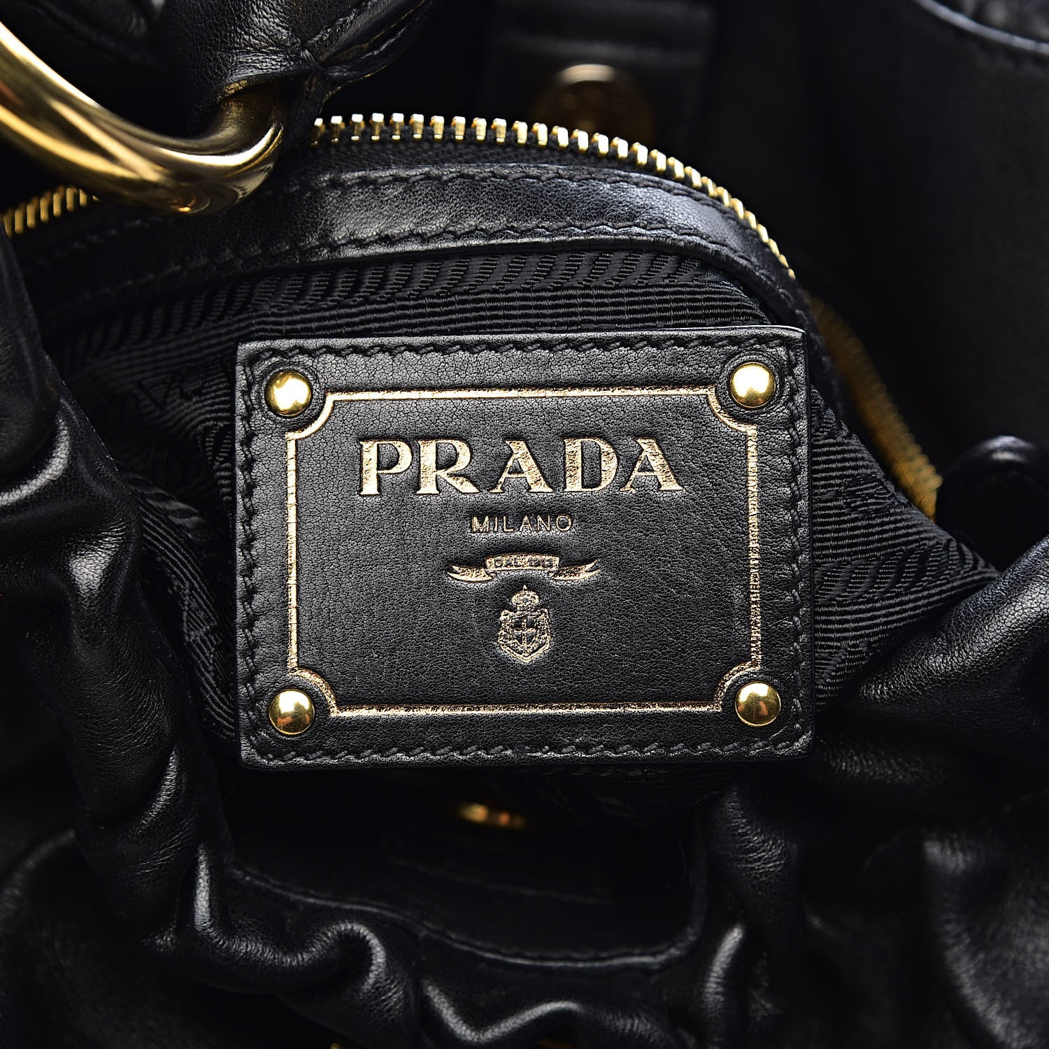 Prada Soft Calfskin Pleated Hobo Black 6 of 11