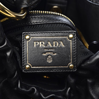 Prada Soft Calfskin Pleated Hobo Black 6 of 11
