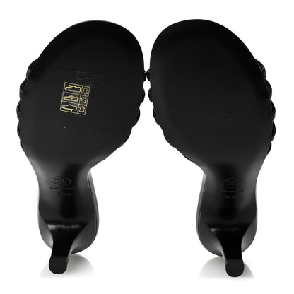Chanel Goatskin CC Sandals 36.5 Black 6 of 8
