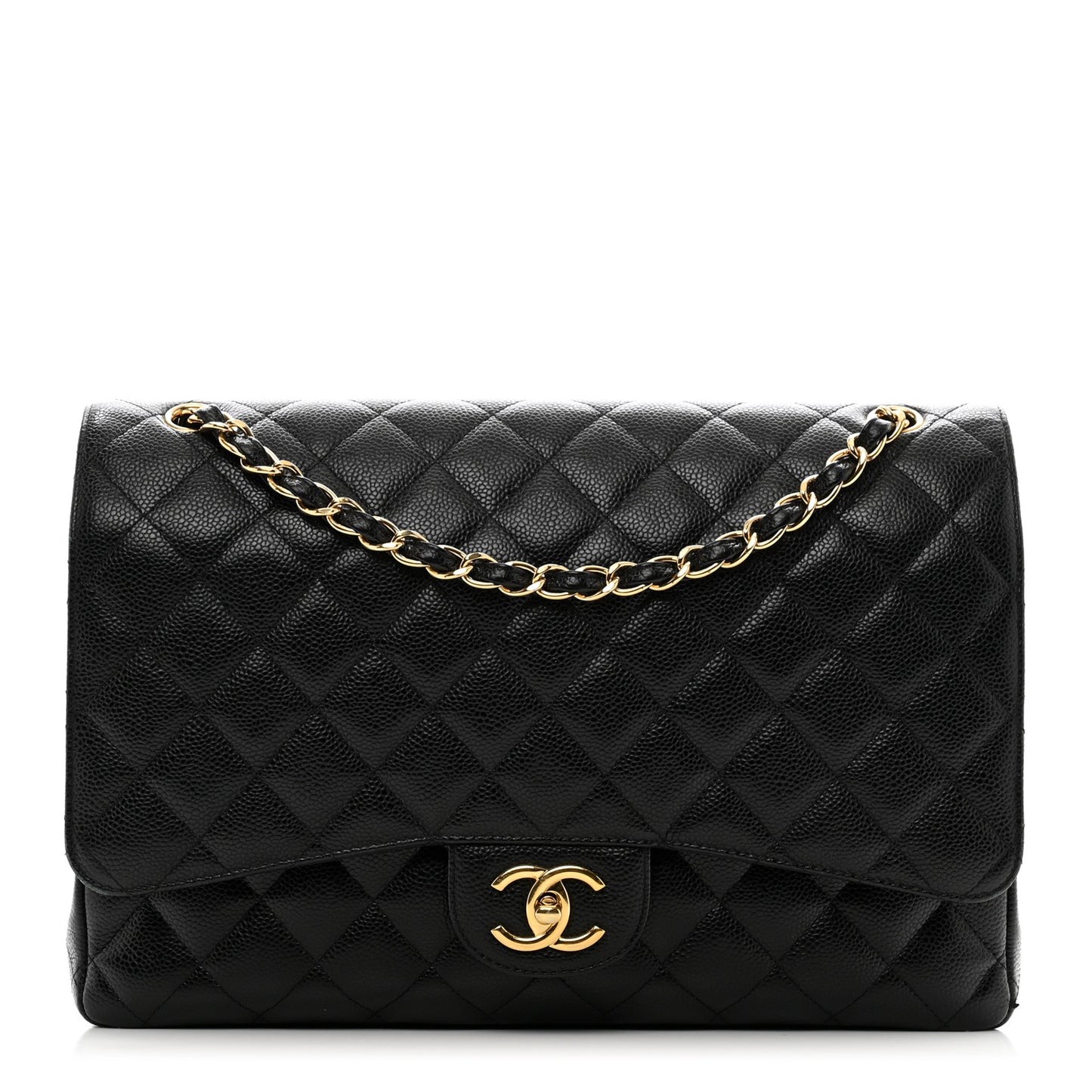 Caviar Quilted Maxi Double Flap Black
