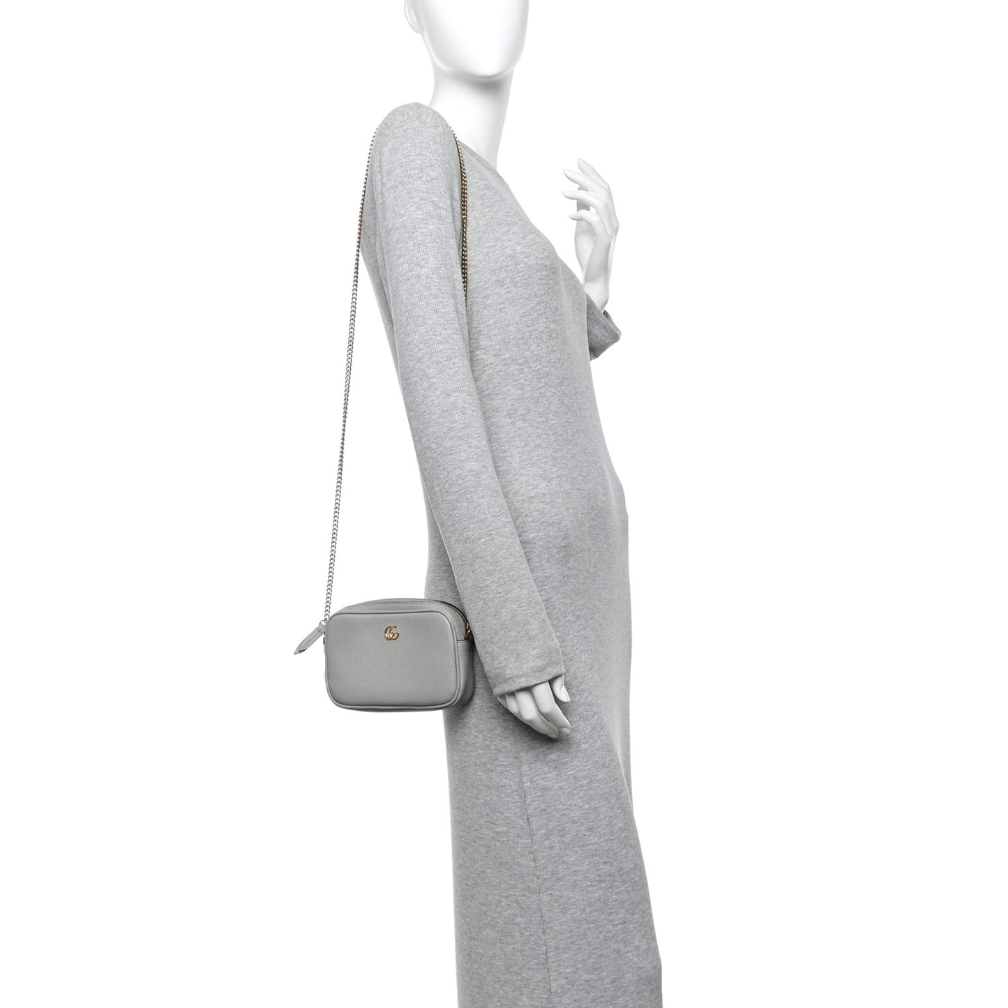 Dollar Calfskin Super Mini GG Marmont Chain Shoulder Bag Deep Grey