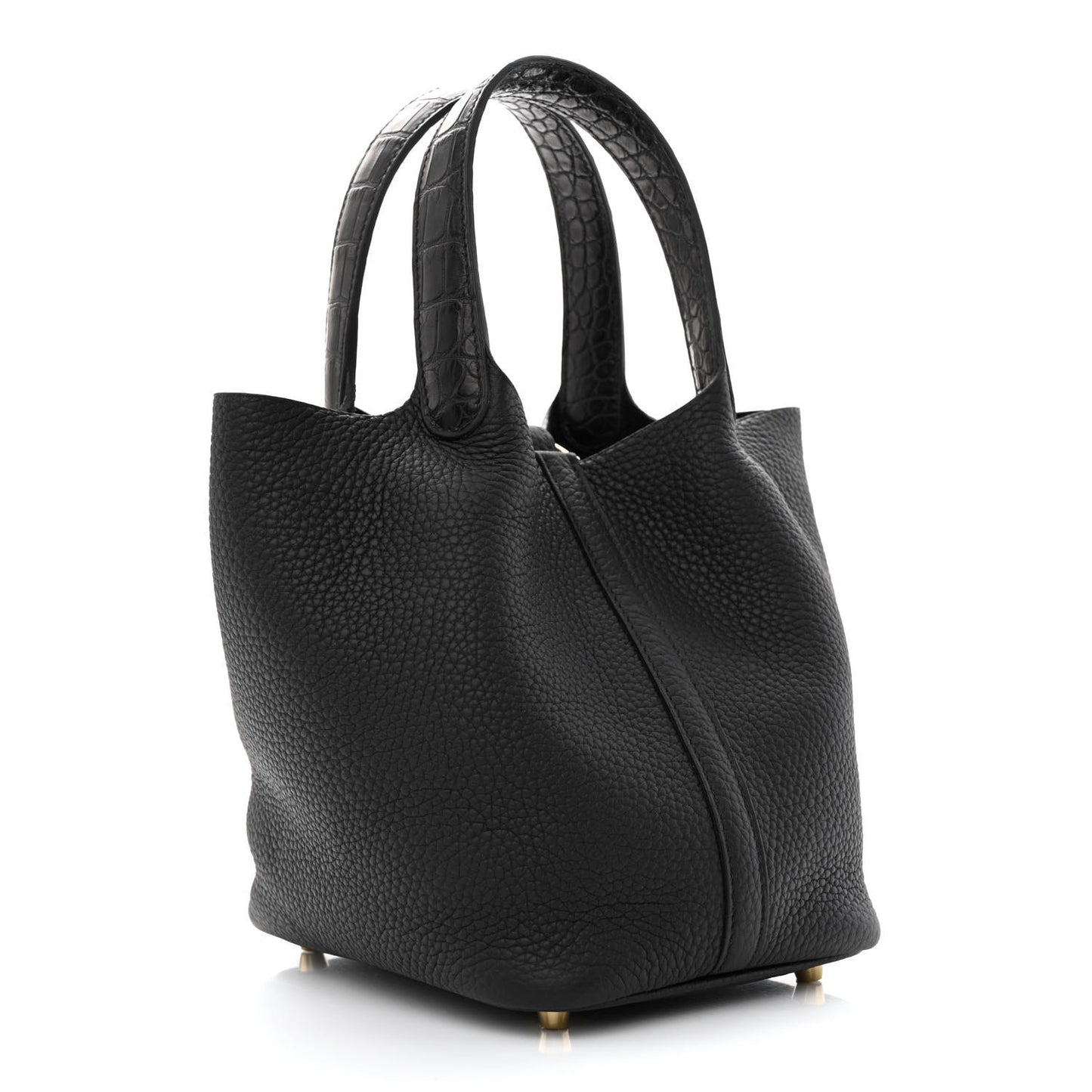 Taurillon Clemence Matte Alligator Picotin Lock Touch 18 PM Black