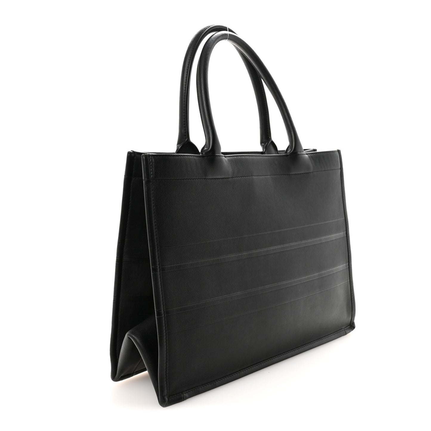 Calfskin Embossed Medium Book Tote Black
