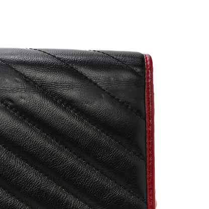 Gucci Vintage Effect Calfskin Matelasse Diagonal Torchon GG Marmont Chain Wallet Black Romantic Cherry 28 of 28