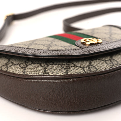 Gucci GG Supreme Monogram Textured Dollar Calfskin Web Mini Ophidia Flap Shoulder Bag Beige Ebony New Acero 8 of 10