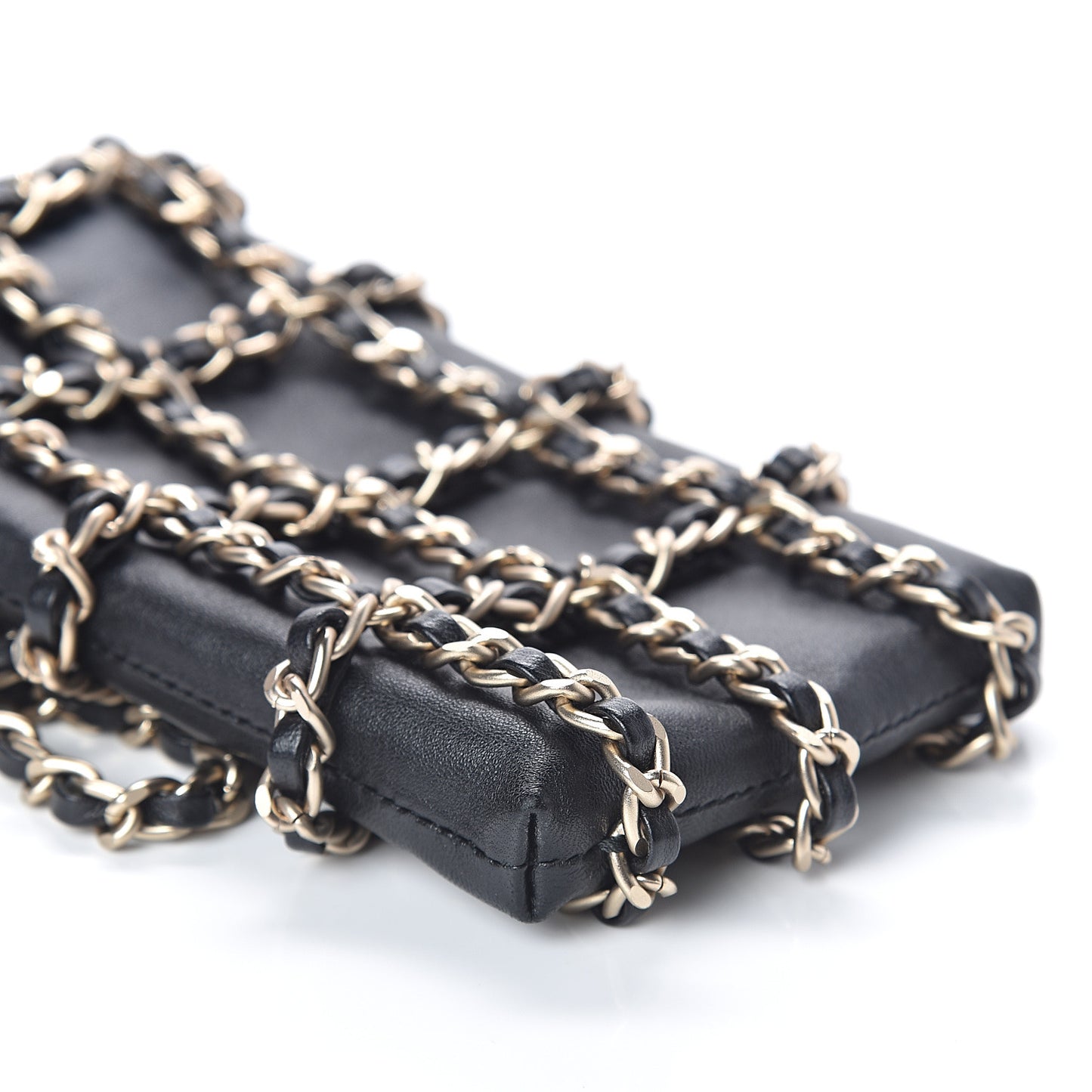 Lambskin Quilted Small Clutch With Chain Black