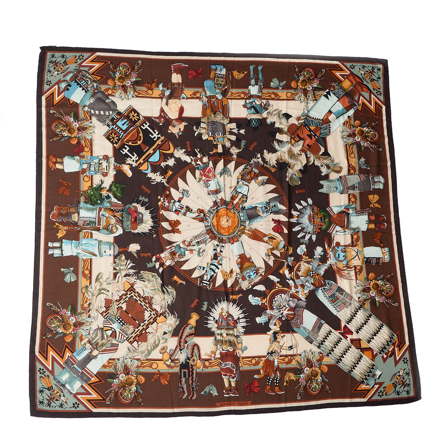 Hermes Cashmere Silk Kachinas Shawl 140 3 of 7
