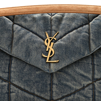 Saint Laurent Denim Quilted Medium Loulou Puffer Monogram Chain Satchel Blue Cinnamon 8 of 10