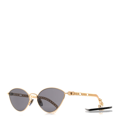 Gucci Metal Chain Cat Eye GG0977S Sunglasses Gold Grey 1 of 7