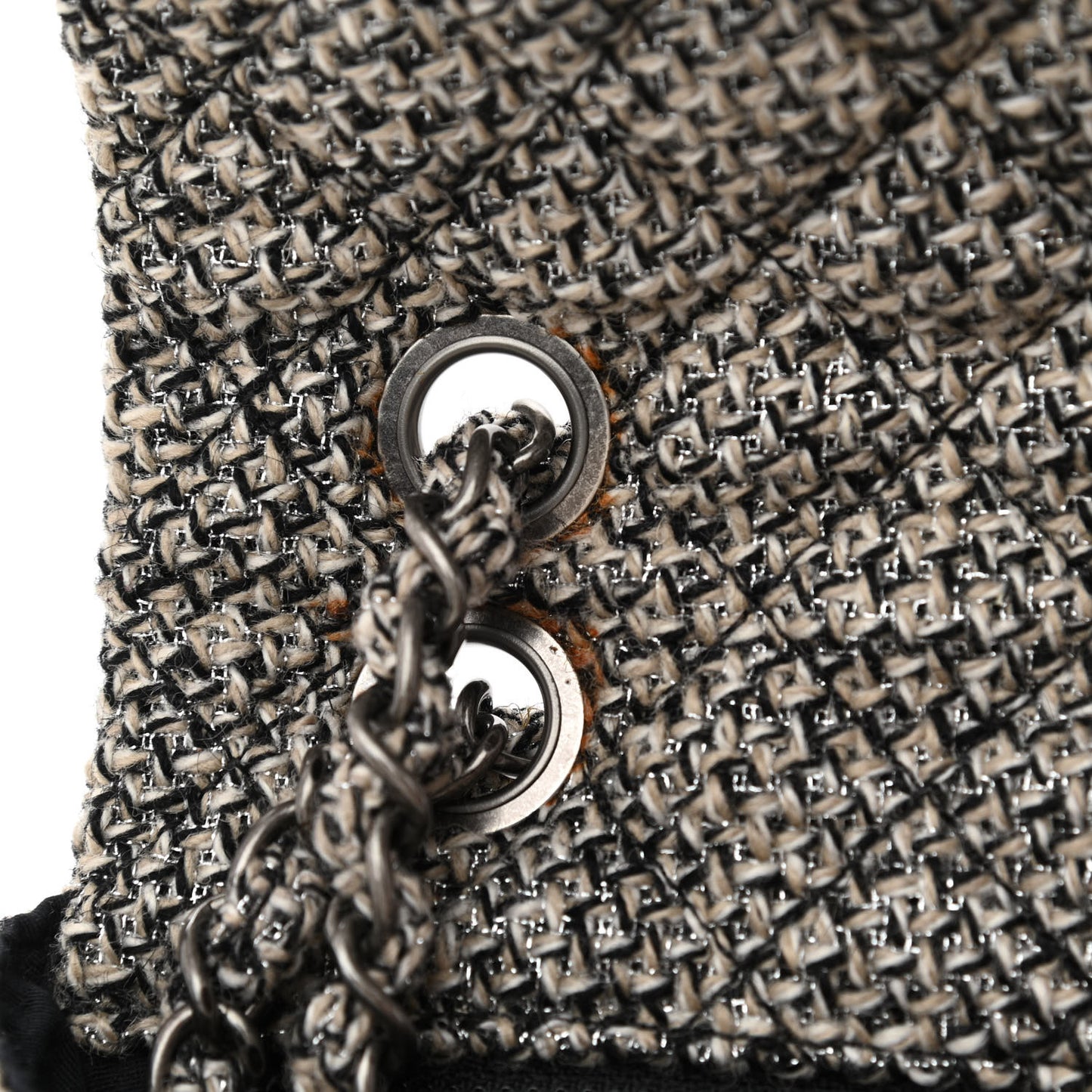 Crystal Tweed Quilted Medium Single Flap Black