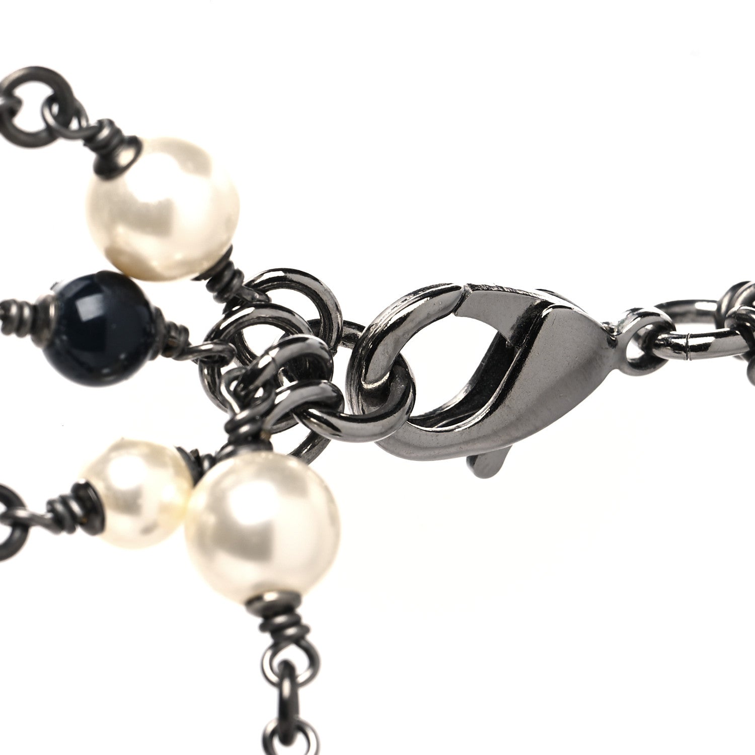 Chanel Gripoix Poured Glass Pearl CC Layered Pendant Necklace Navy Blue 5 of 7