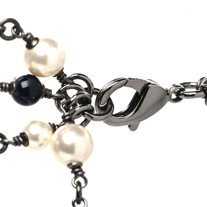 Chanel Gripoix Poured Glass Pearl CC Layered Pendant Necklace Navy Blue 5 of 7