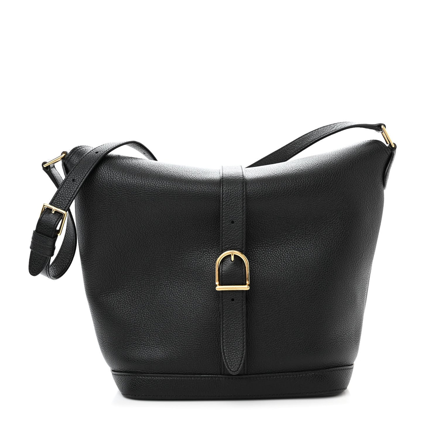 Soft Grained Calfskin Medium Bucket Bag Black