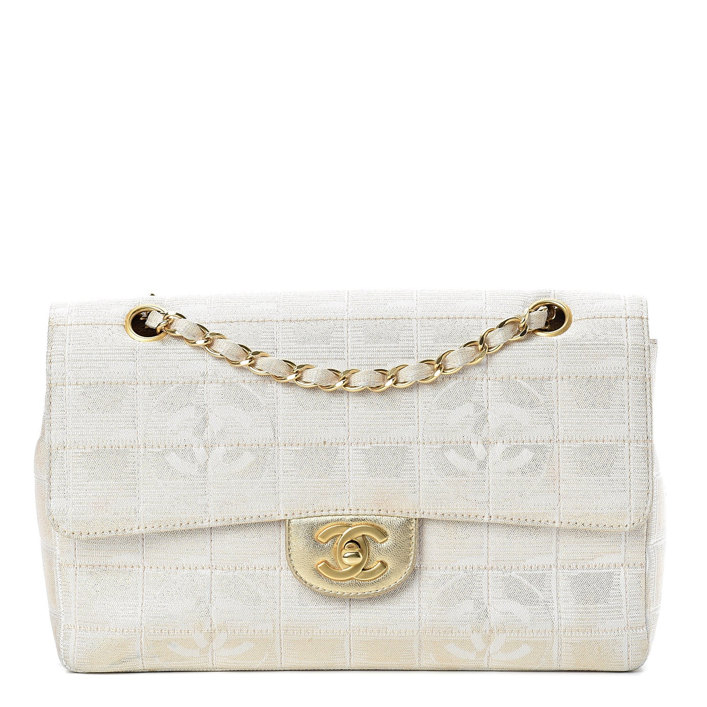 Metallic Nylon Medium Travel Flap Light Gold