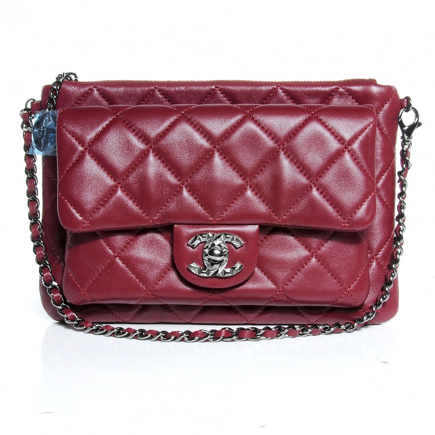 Chanel Lambskin Mineral Nights Flap Wristlet Dark Red 1 of 9