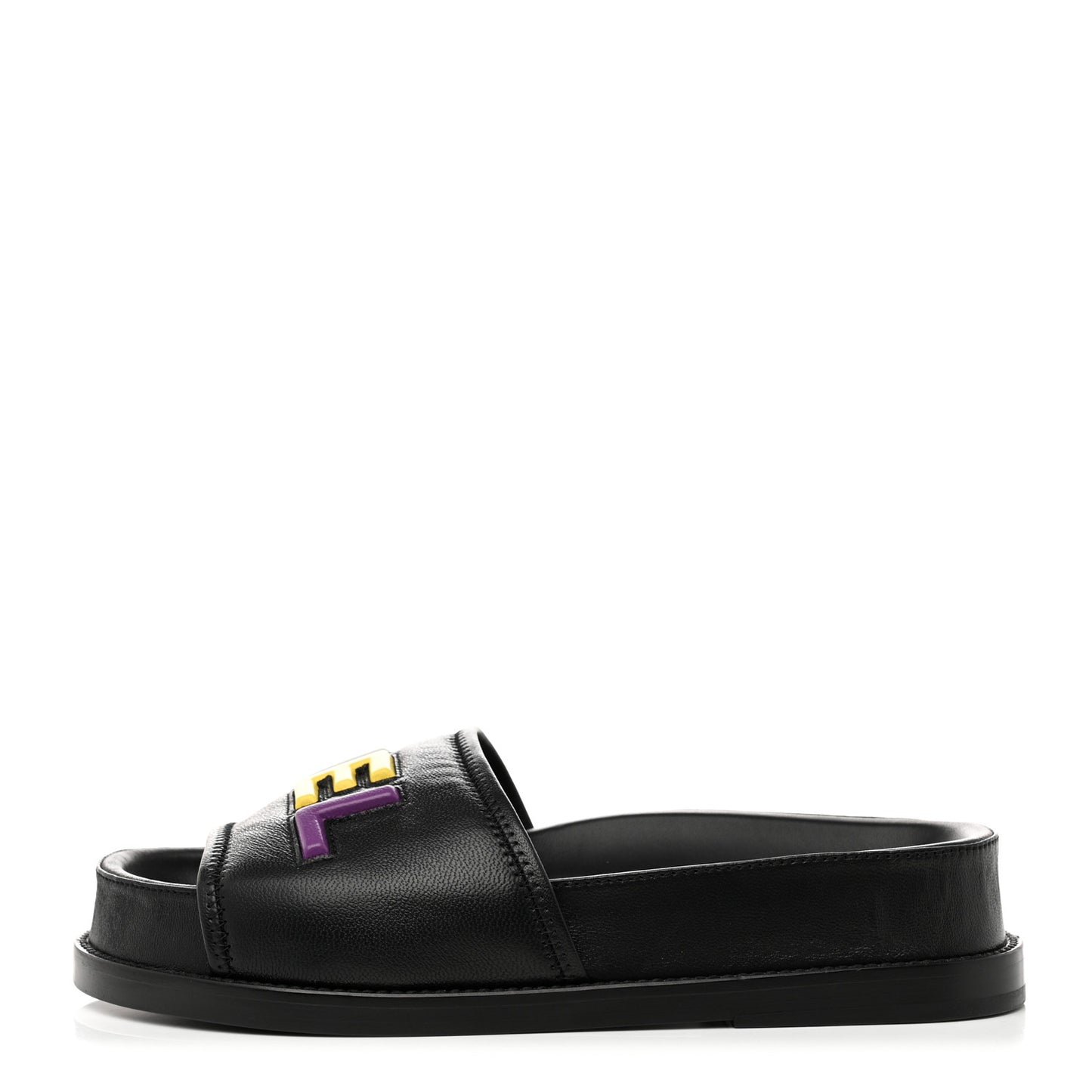 Lambskin Cha-Nel Mule Sandals 36 Black Multicolor