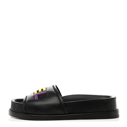 Chanel Lambskin Cha-Nel Mule Sandals 36 Black Multicolor 1 of 10
