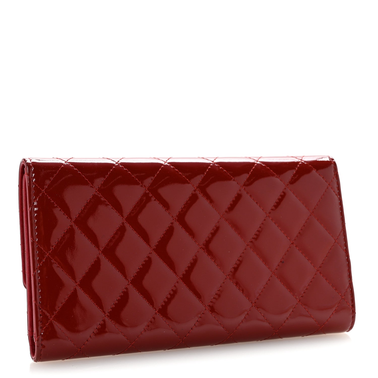 Chanel Patent Calfskin Quilted Large Brilliant Flap Wallet Dark Red 3 of 12
