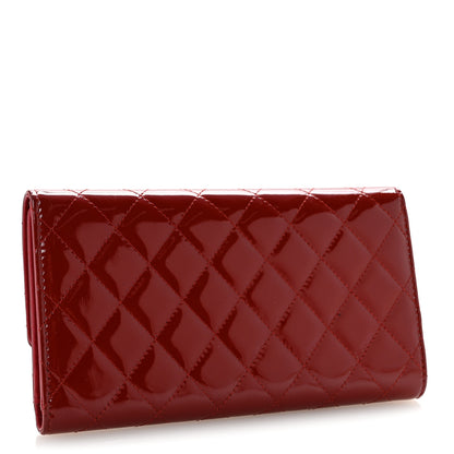 Chanel Patent Calfskin Quilted Large Brilliant Flap Wallet Dark Red 3 of 12