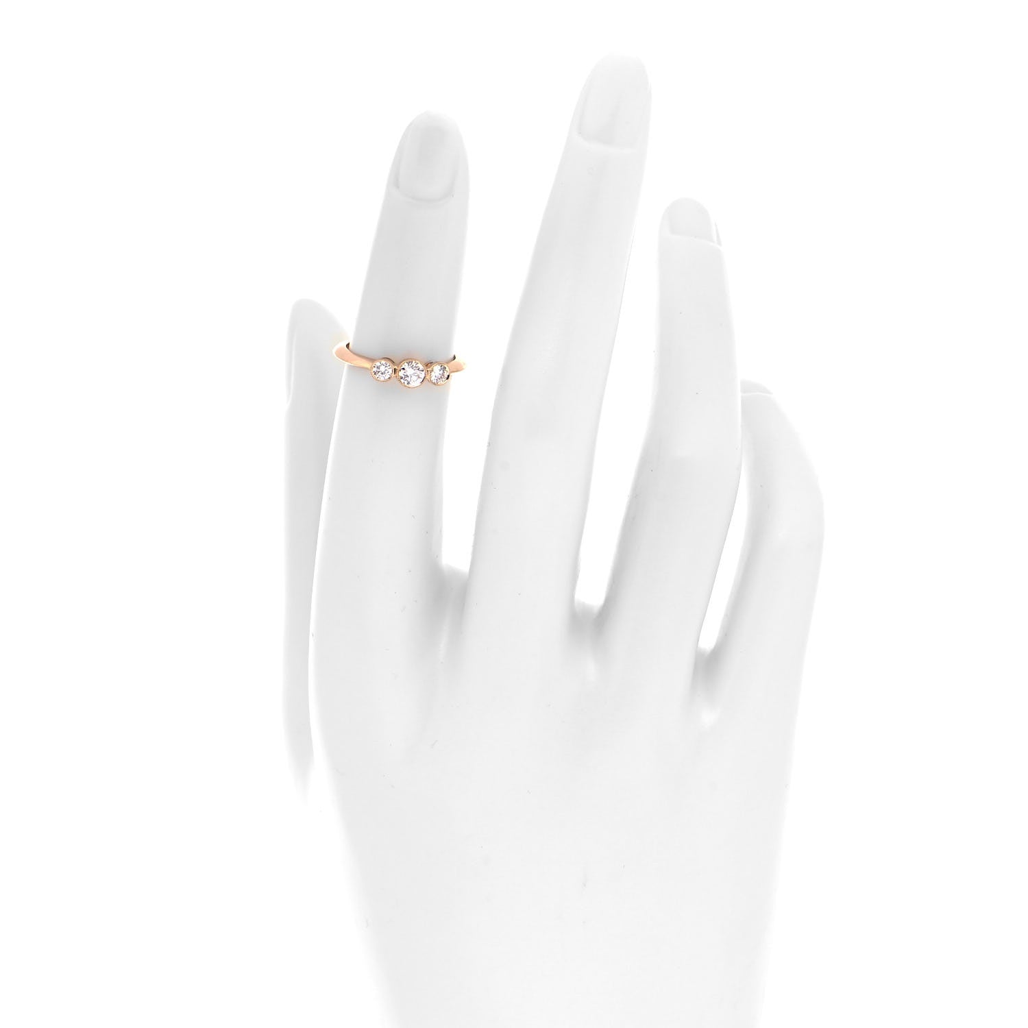 Tiffany 18K Rose Gold Diamond Three Stone Milgrain Ring 47 4 2 of 4