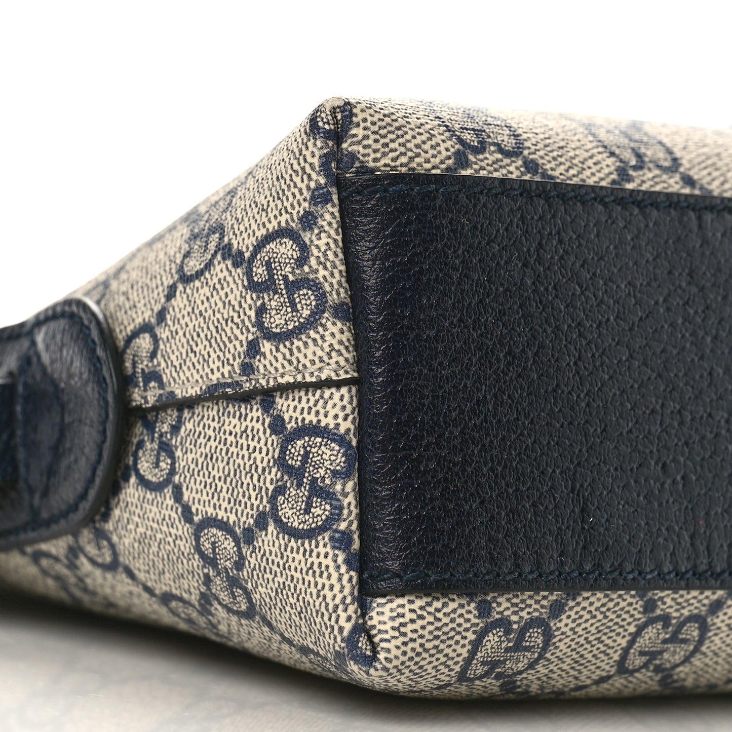 GG Supreme Monogram Textured Dollar Calfskin Web Small Ophidia Dome Shoulder Bag Beige Blue