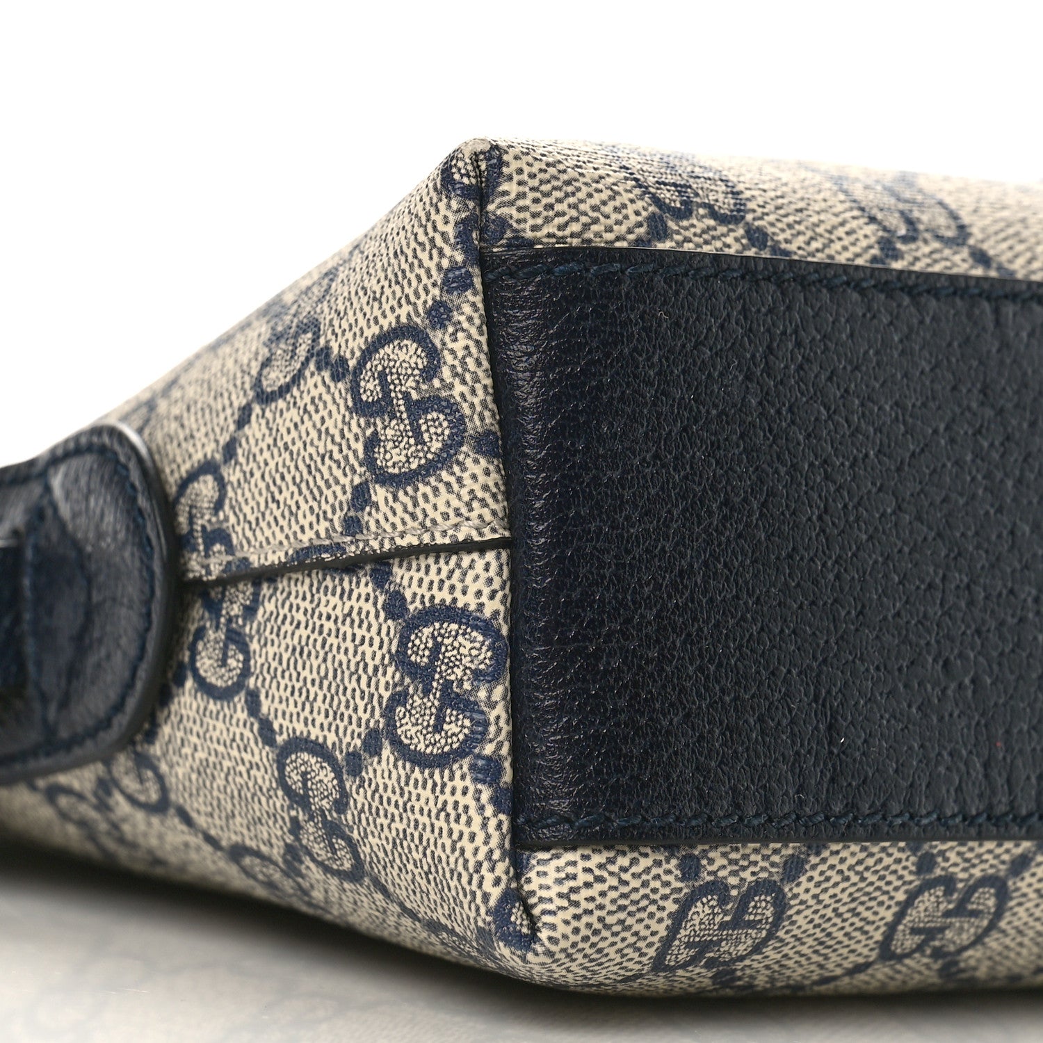 Gucci GG Supreme Monogram Textured Dollar Calfskin Web Small Ophidia Dome Shoulder Bag Beige Blue 7 of 8