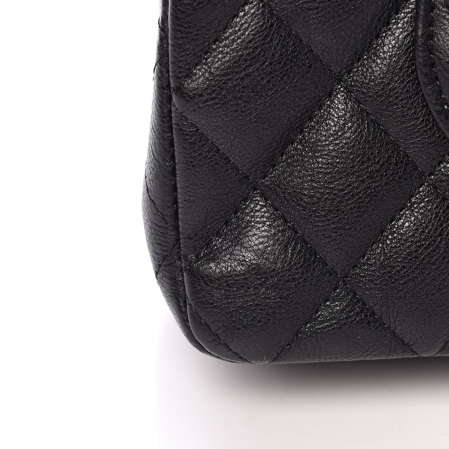 Crumpled Calfskin Quilted Medium Double Flap So Black