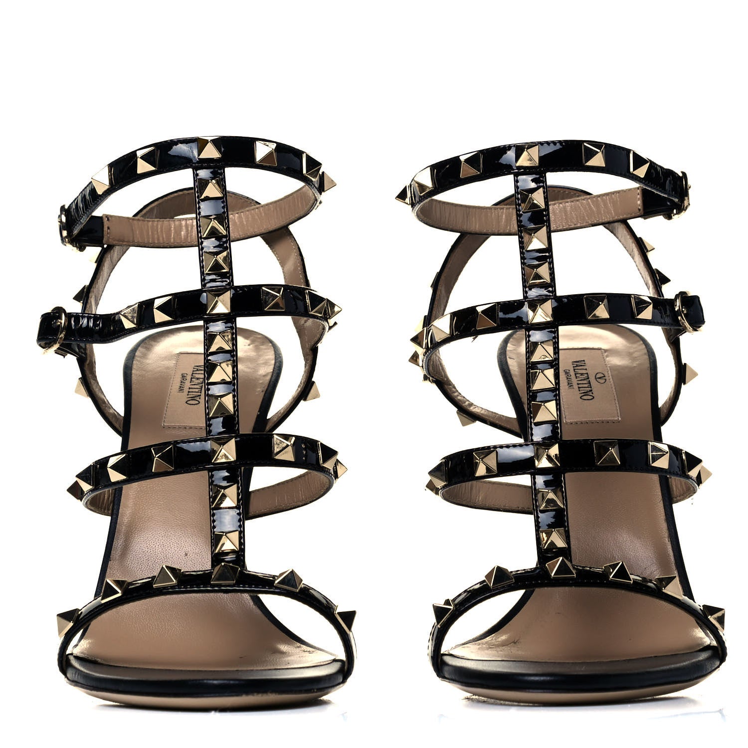 Valentino Garavani Patent Rockstud Gladiator 105mm Sandals 40 Black 3 of 8