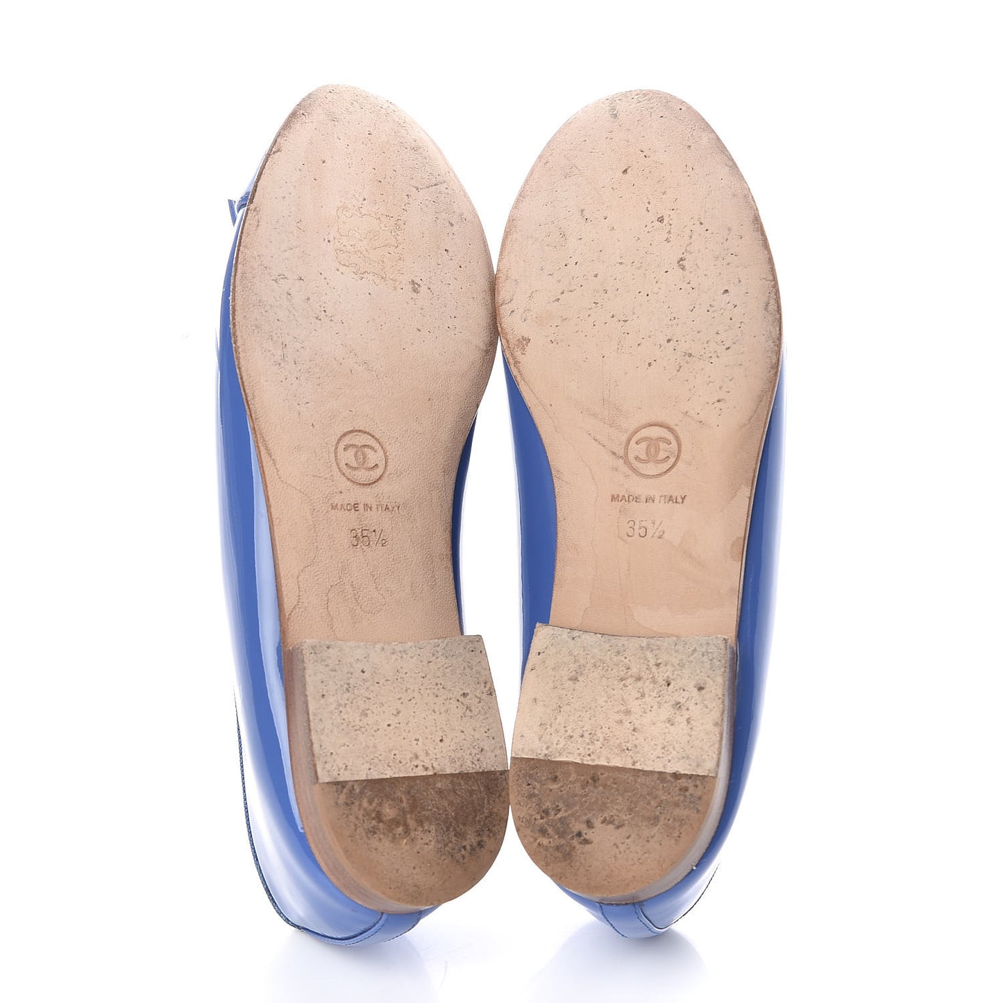 Calfskin Patent CC Cap Toe Ballerina Flats 35.5 Blue