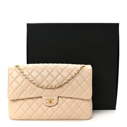 Chanel Grained Calfskin Quilted XXL Travel Flap Bag Beige 12 of 12