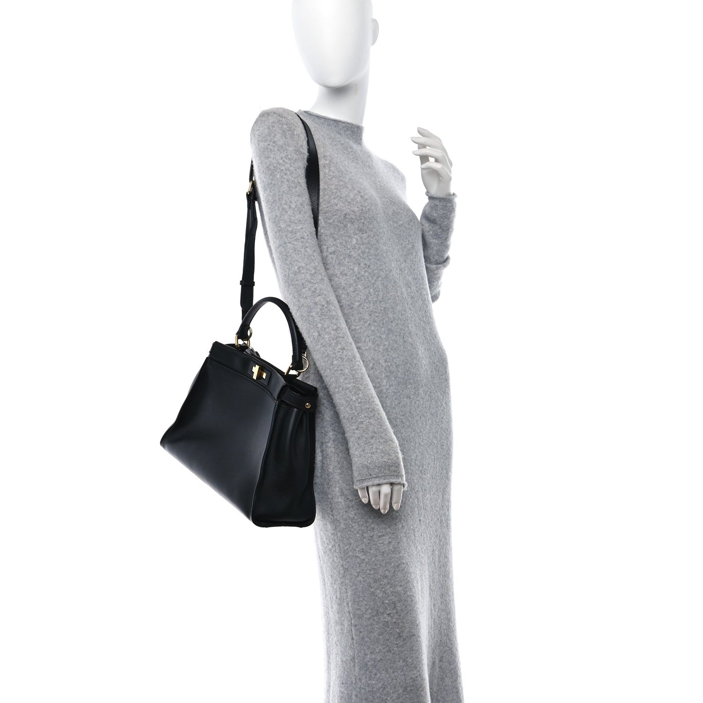 Vitello Seta Shiny Nappa Medium Peekaboo Iconic Satchel Black