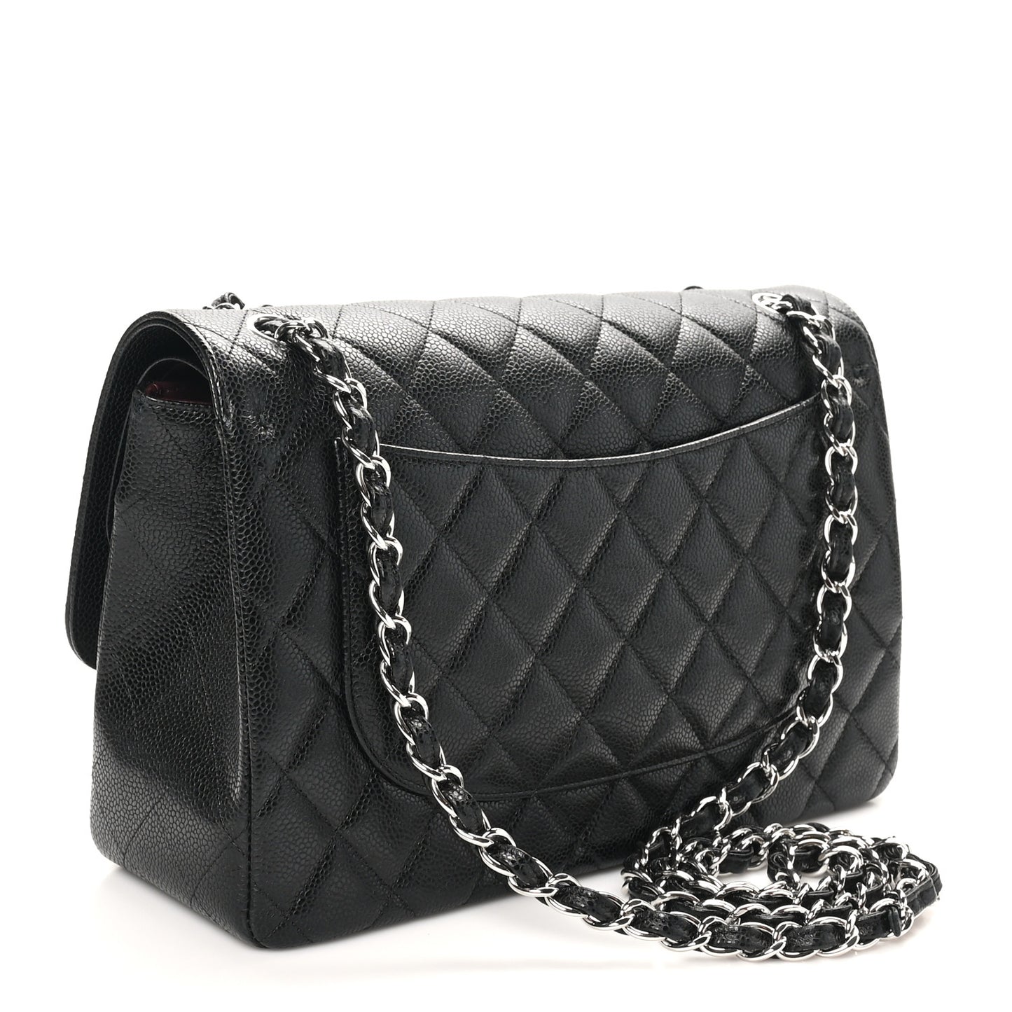 Caviar Quilted Jumbo Double Flap Black