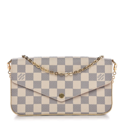 Louis Vuitton Damier Azur Pochette Felicie Chain Wallet Rose Ballerine 1 of 10