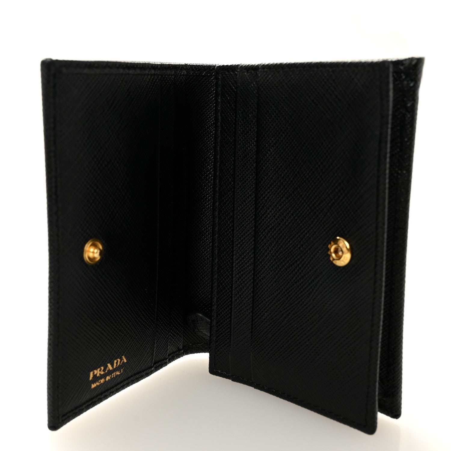 Prada Saffiano Small Triangle Bi-Fold Wallet Black 5 of 7