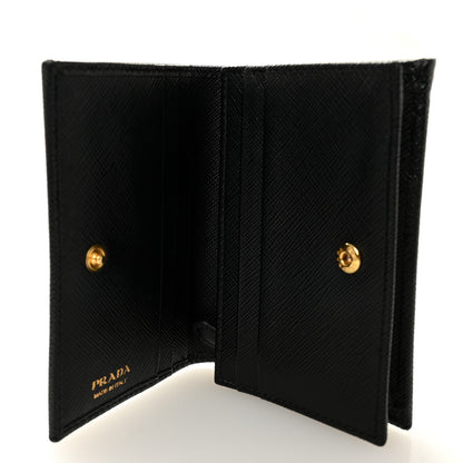 Prada Saffiano Small Triangle Bi-Fold Wallet Black 5 of 7