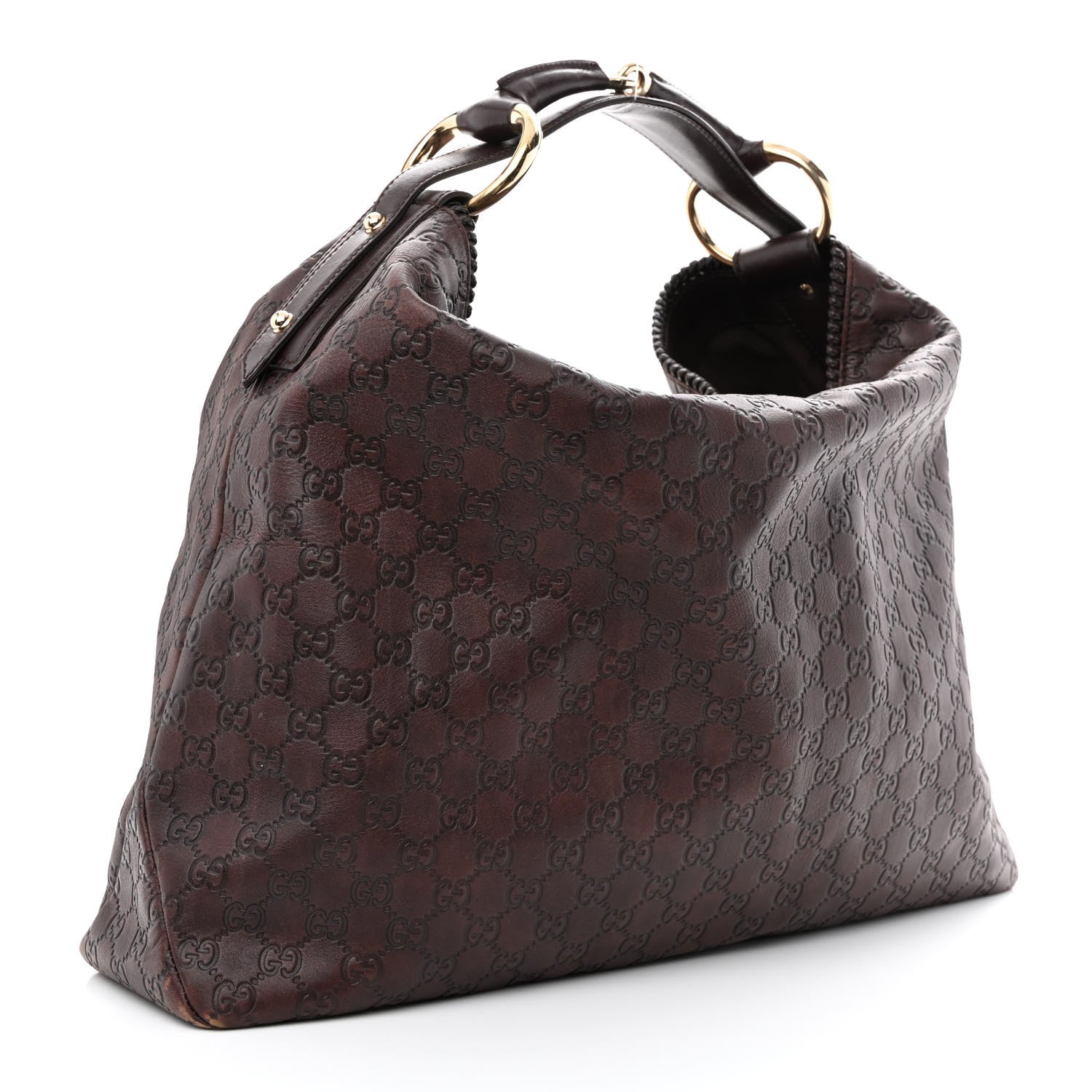 Gucci Guccissima Large Horsebit Chain Hobo Chocolate 3 of 11
