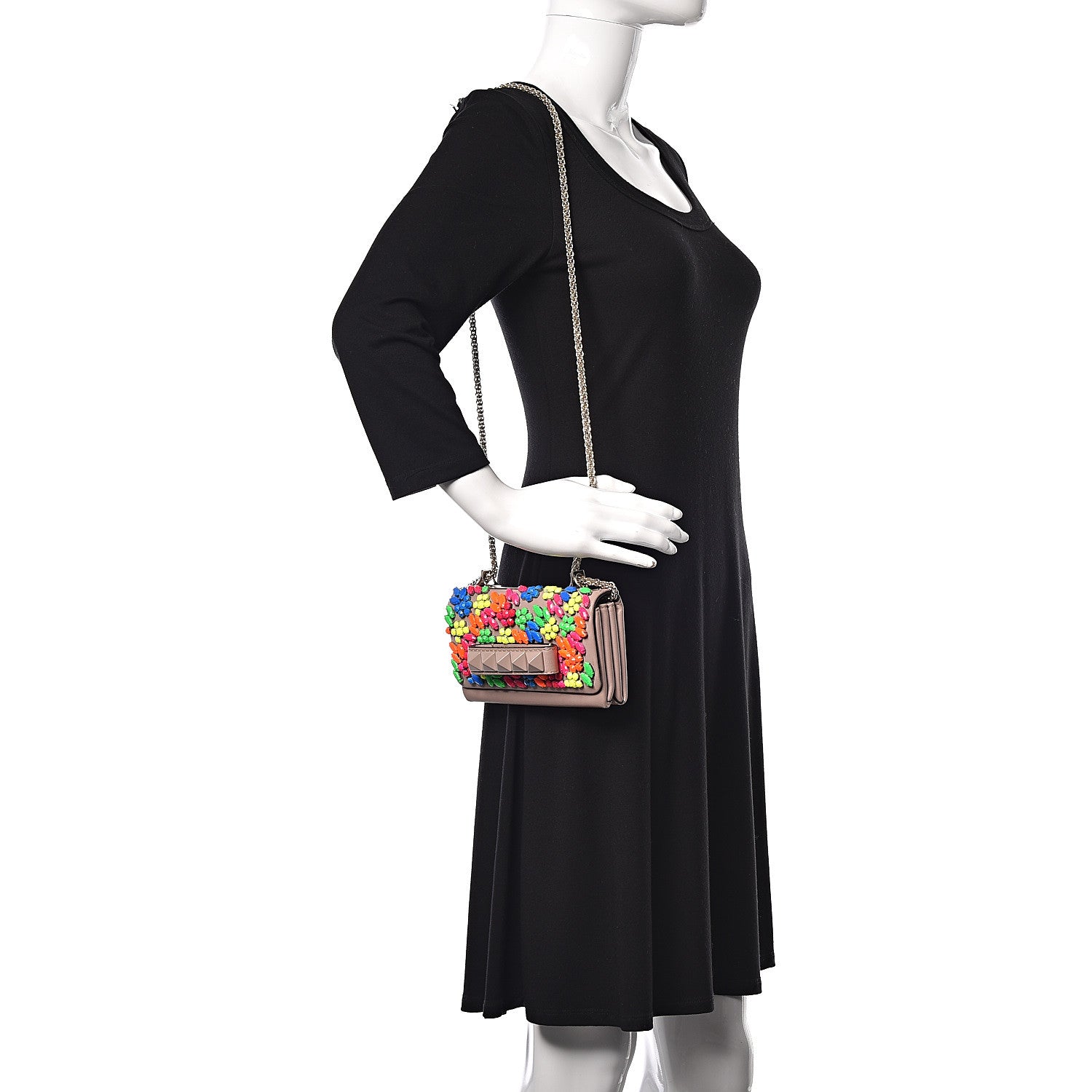 Valentino Garavani Nappa Crystal Va Va Voom Shoulder Bag Poudre 2 of 13