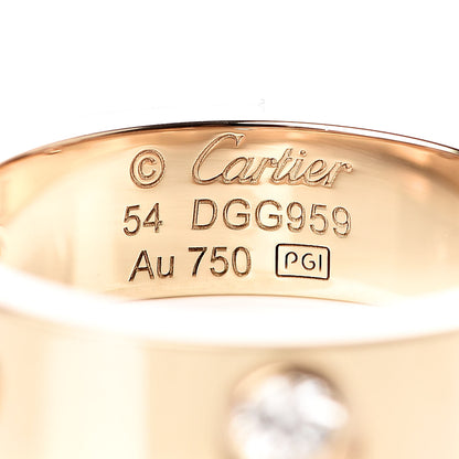 Cartier 18K Yellow Gold 3 Diamond 5.5mm LOVE Ring 54 6.75 4 of 5
