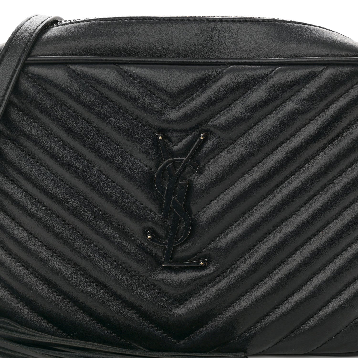 Saint Laurent Calfskin Matelasse Monogram Monochrome Lou Camera Bag Black 8 of 12