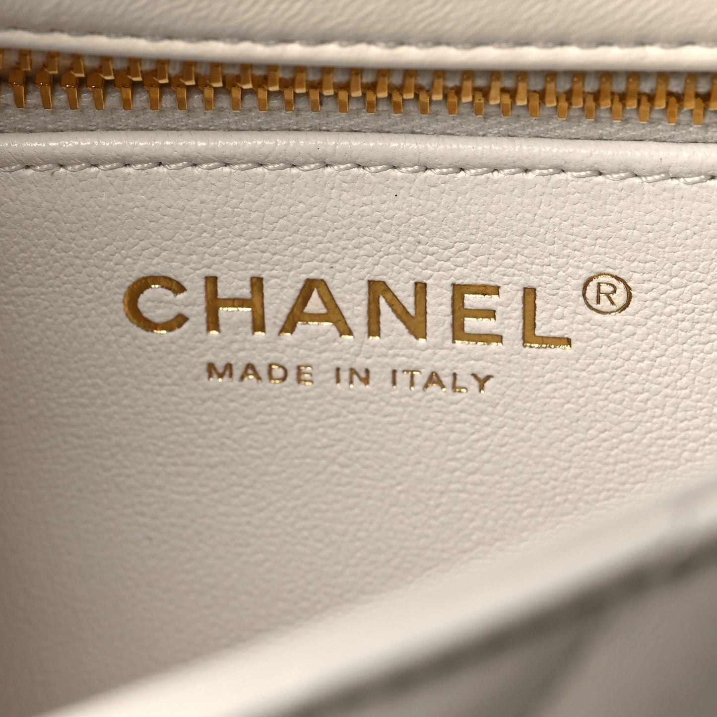 Lambskin Resin Quilted Top Handle Flap White
