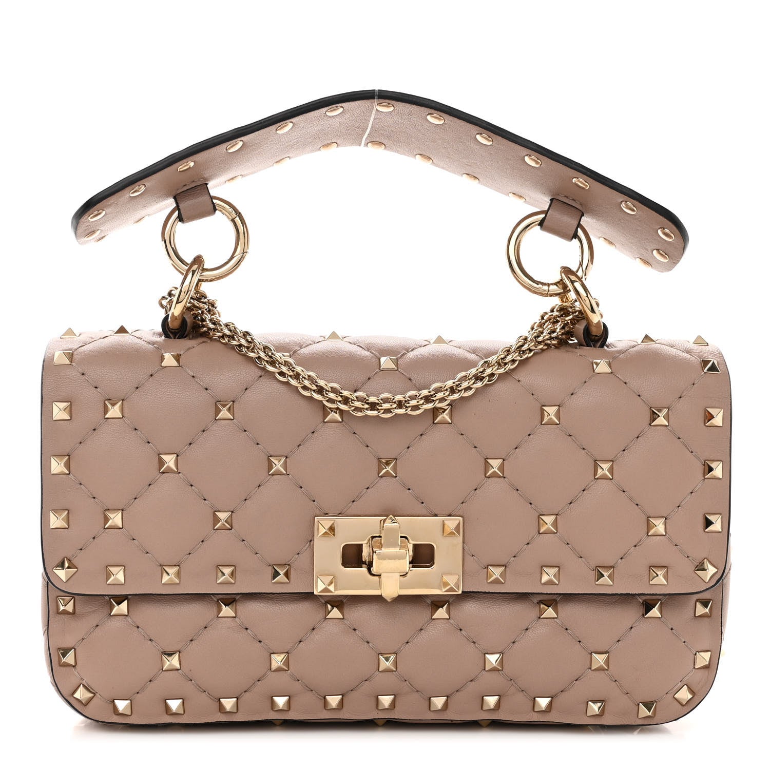 Valentino Garavani Nappa Small Rockstud Spike Shoulder Bag Poudre 1 of 11