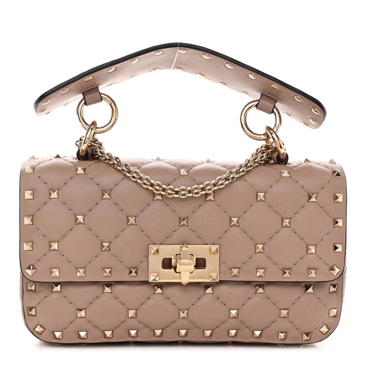 Nappa Small Rockstud Spike Shoulder Bag Poudre