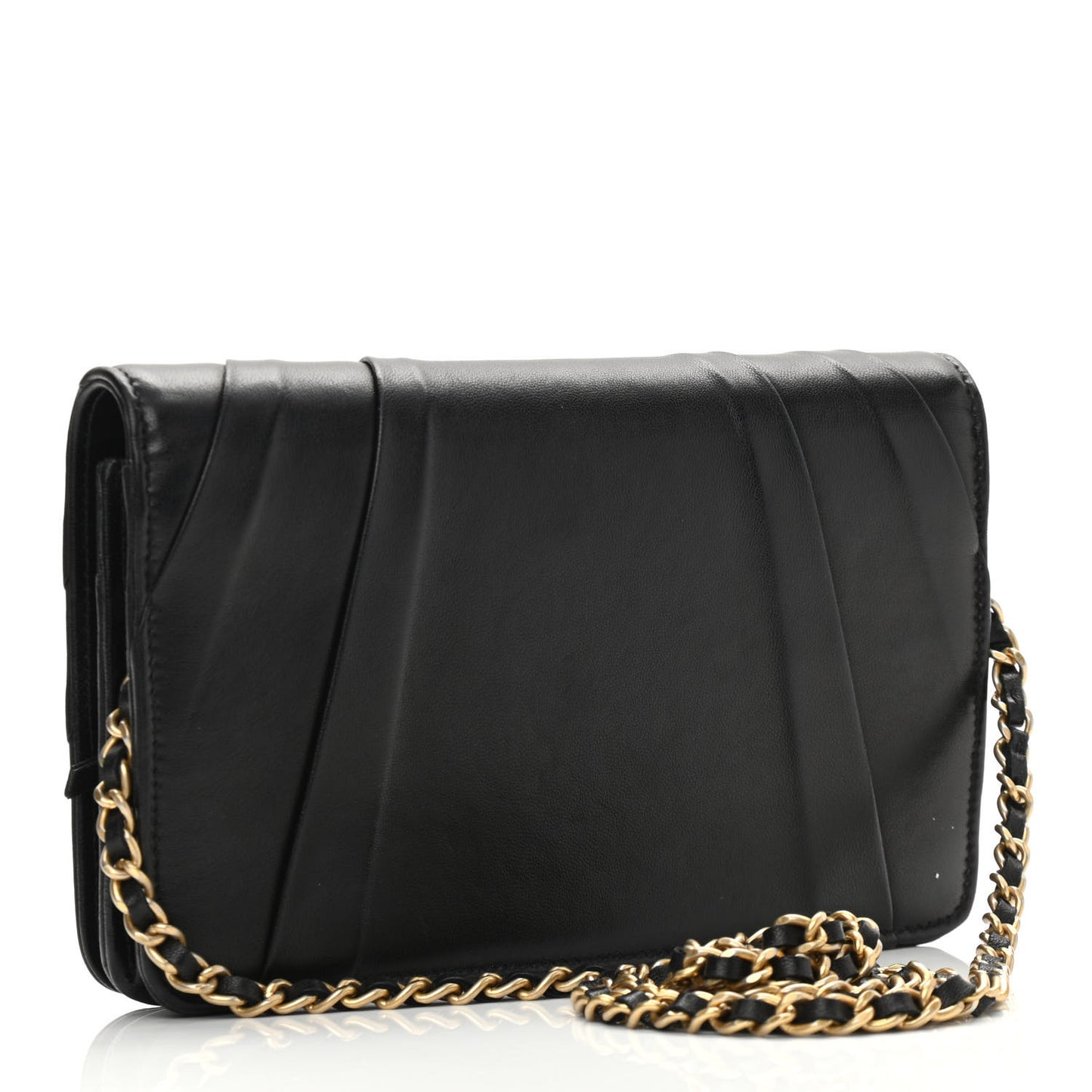 Lambskin Pyramid Wallet On Chain WOC Black