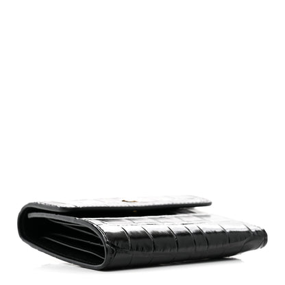 Chanel Calfskin Crocodile Embossed Crococo Flap Wallet Black 4 of 9
