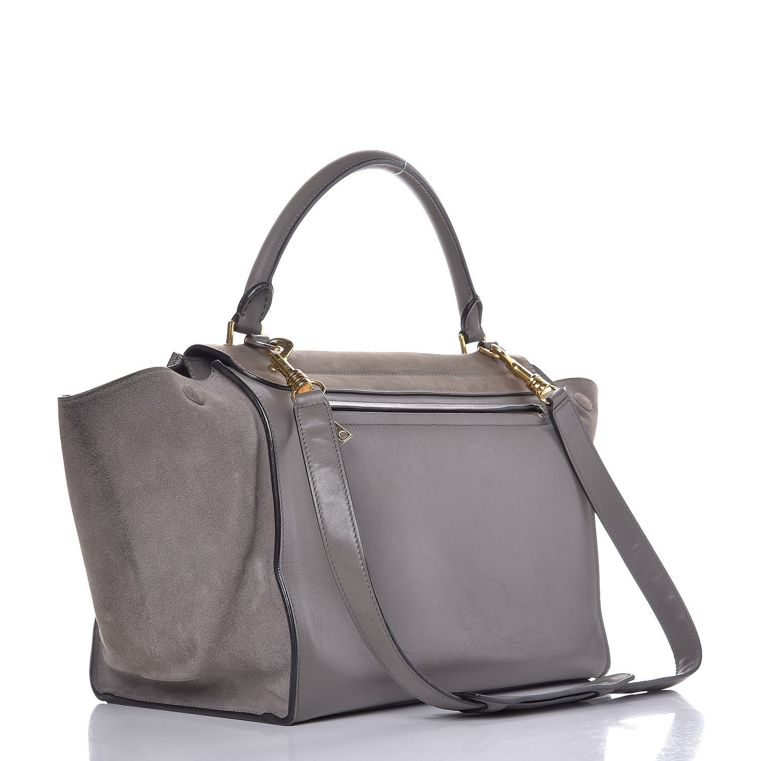 Celine Crocodile Embossed Nubuck Medium Trapeze Grey 4 of 15