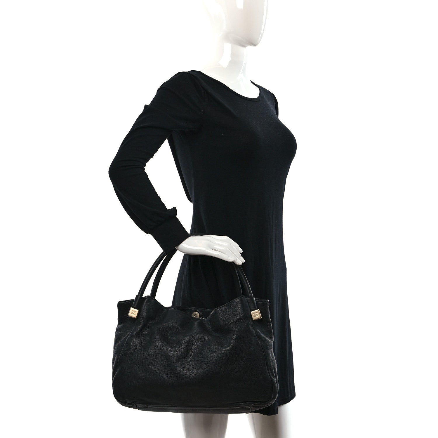 Chanel Calfskin CC Dice Tote Bag Black 2 of 9