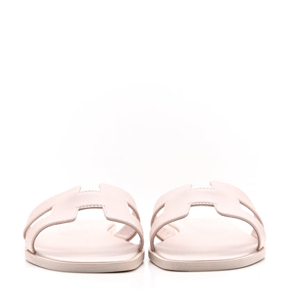 Hermes Box Calfskin Oran Sandals 36.5 Rose Pale 2 of 7