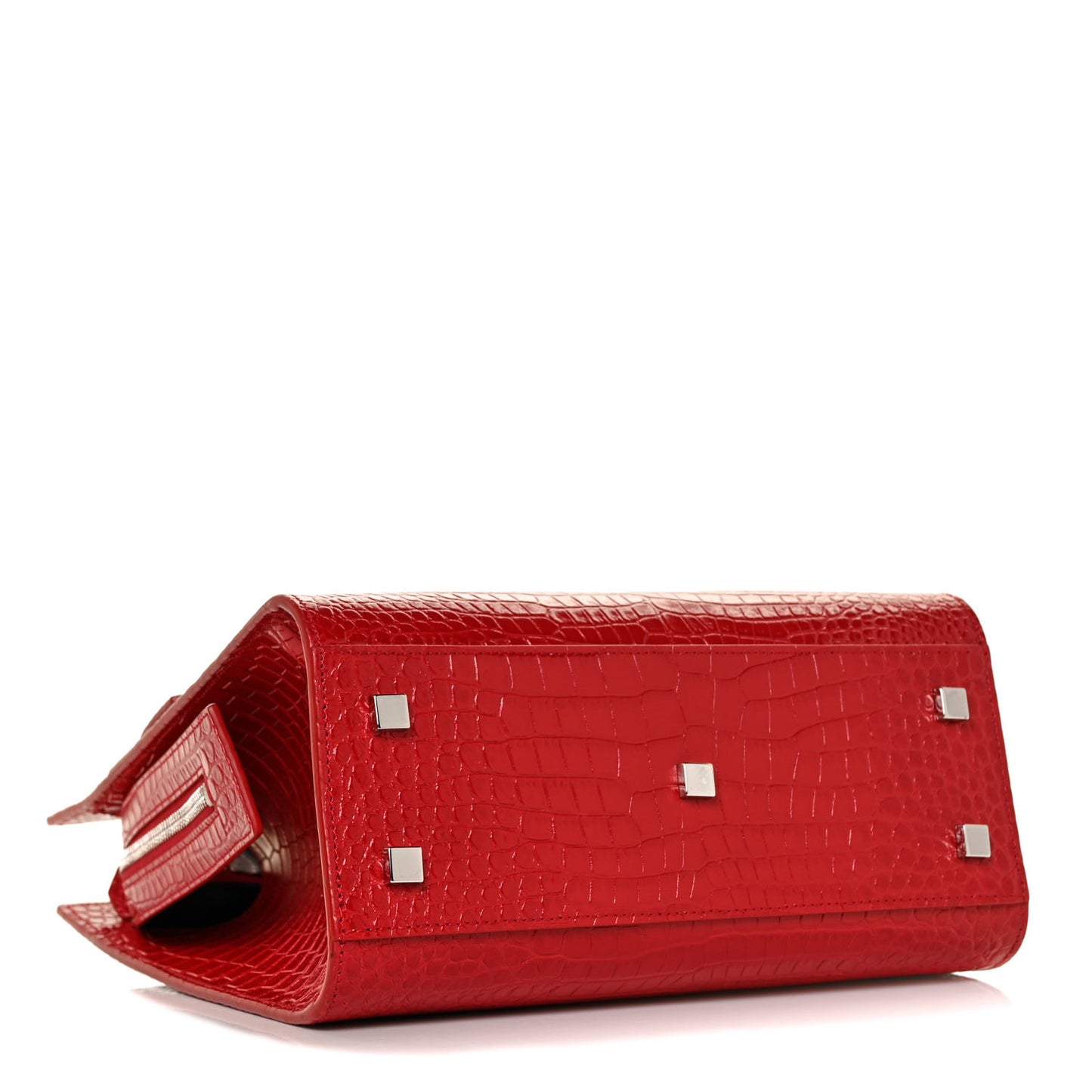 Calfskin Crocodile Embossed Small Uptown Tote Rouge Eros