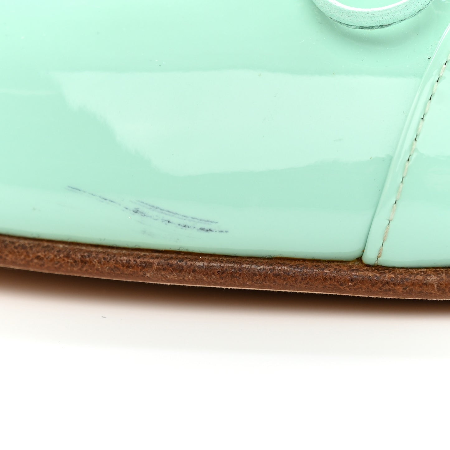 Patent Calfskin CC Cap Toe Ballerina Flats 36.5 Light Green